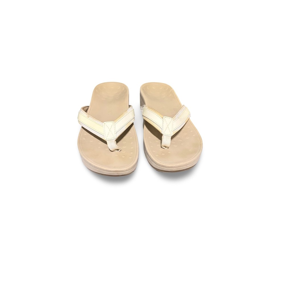 Vionic Flip Flop Sandals Womens 8 Cream Beige Orthotic Thong Shoes